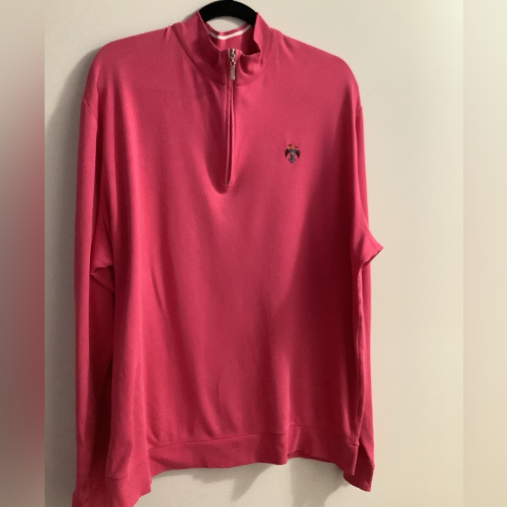 Peter Millar XL Pima Cotton Quarter Zip Pullover Pink Golf Sweater Peru
